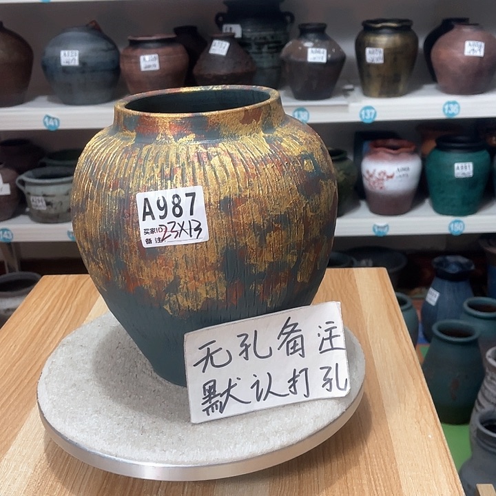 红陶手工制作工艺花盆