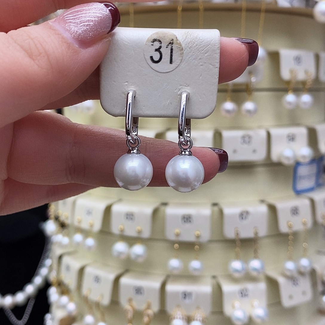 淡水珍珠耳饰银S925镶嵌
