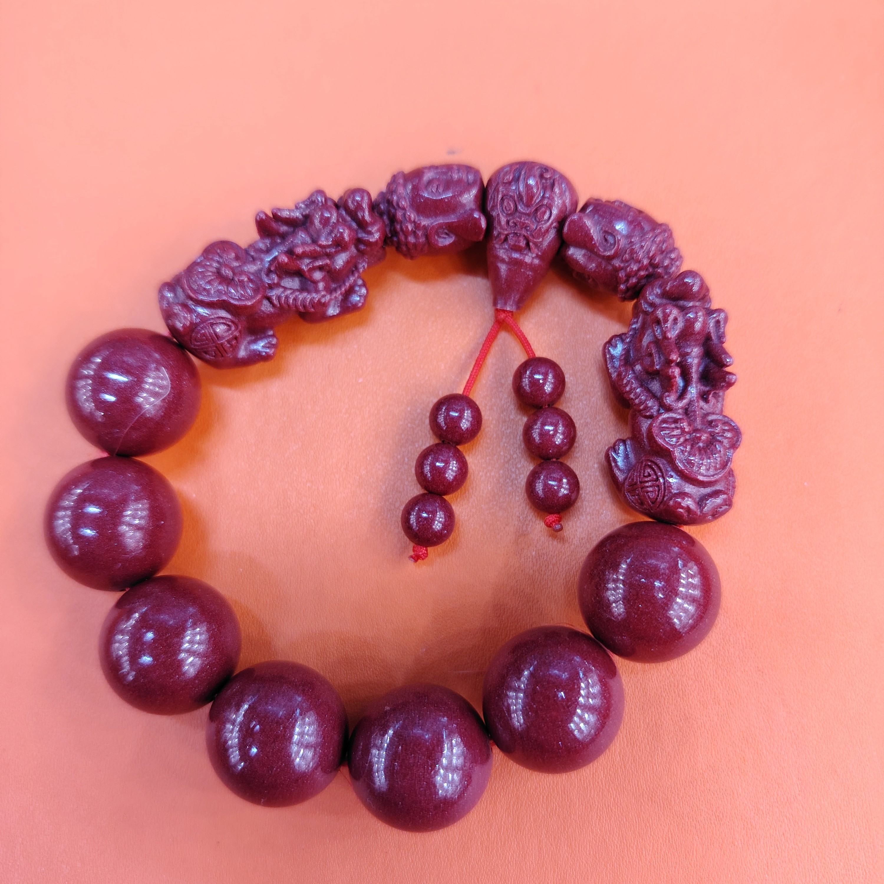 天然辰砂主播同款紫金砂手串项链16mm。