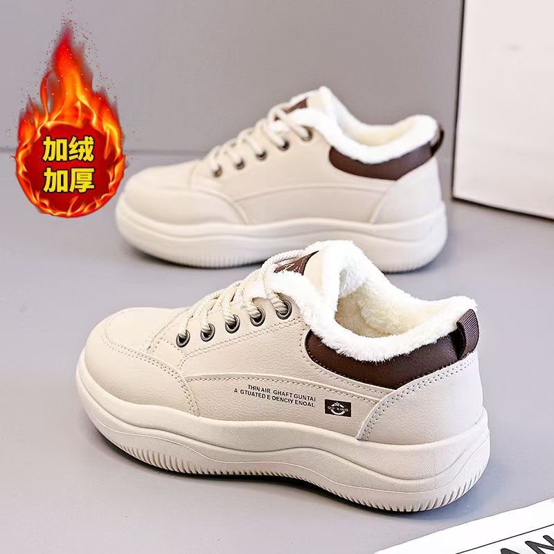 如加绒休闲运动鞋2025冬季新款皮面百搭厚底加厚保暖棉鞋子820-1