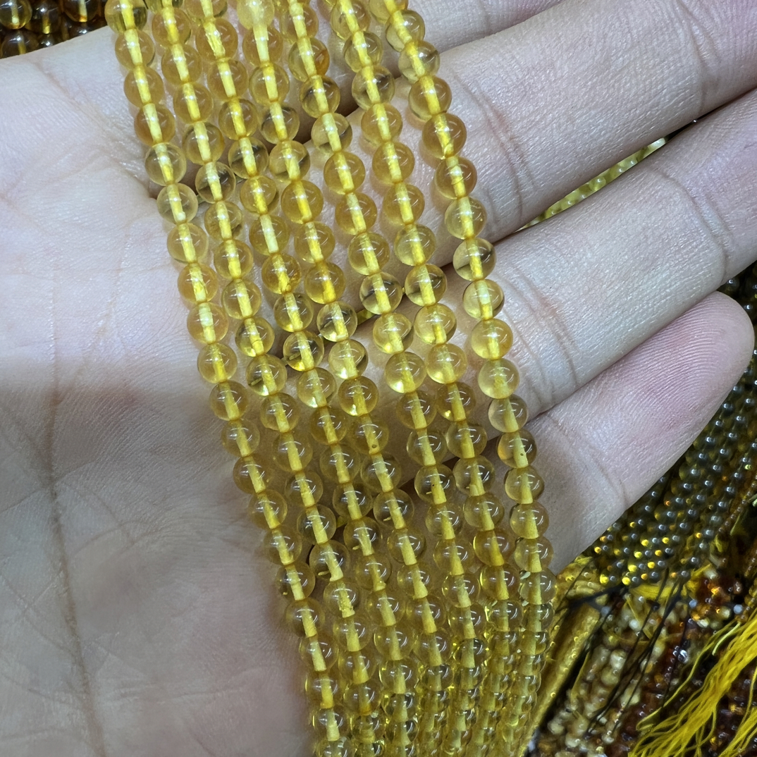 4mm天然无优化琥珀蜜蜡金珀圆珠散珠diy手链项链半成品配饰配件
