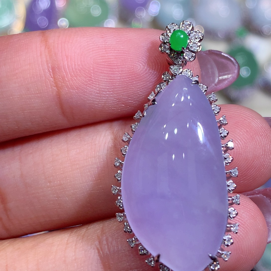 翡翠18K金镶嵌吊坠(不含链)