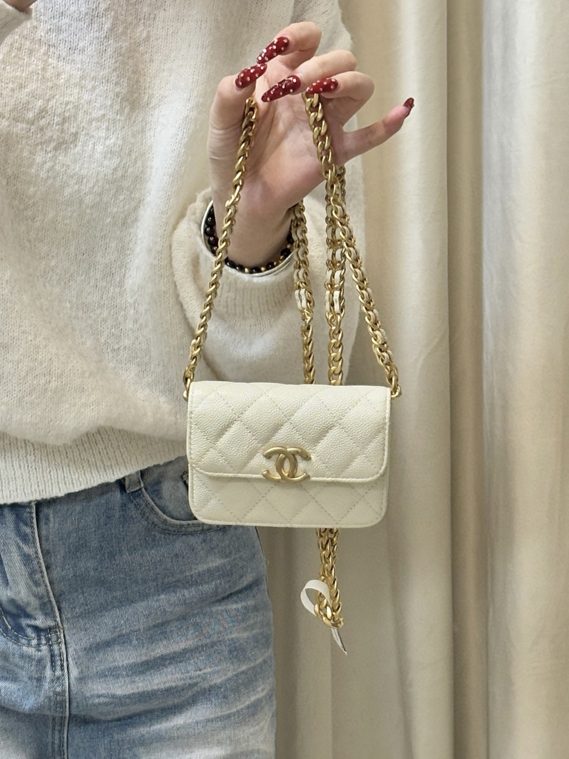 95新 Chanel/香奈儿 chanel 白金mini woc斜挎包