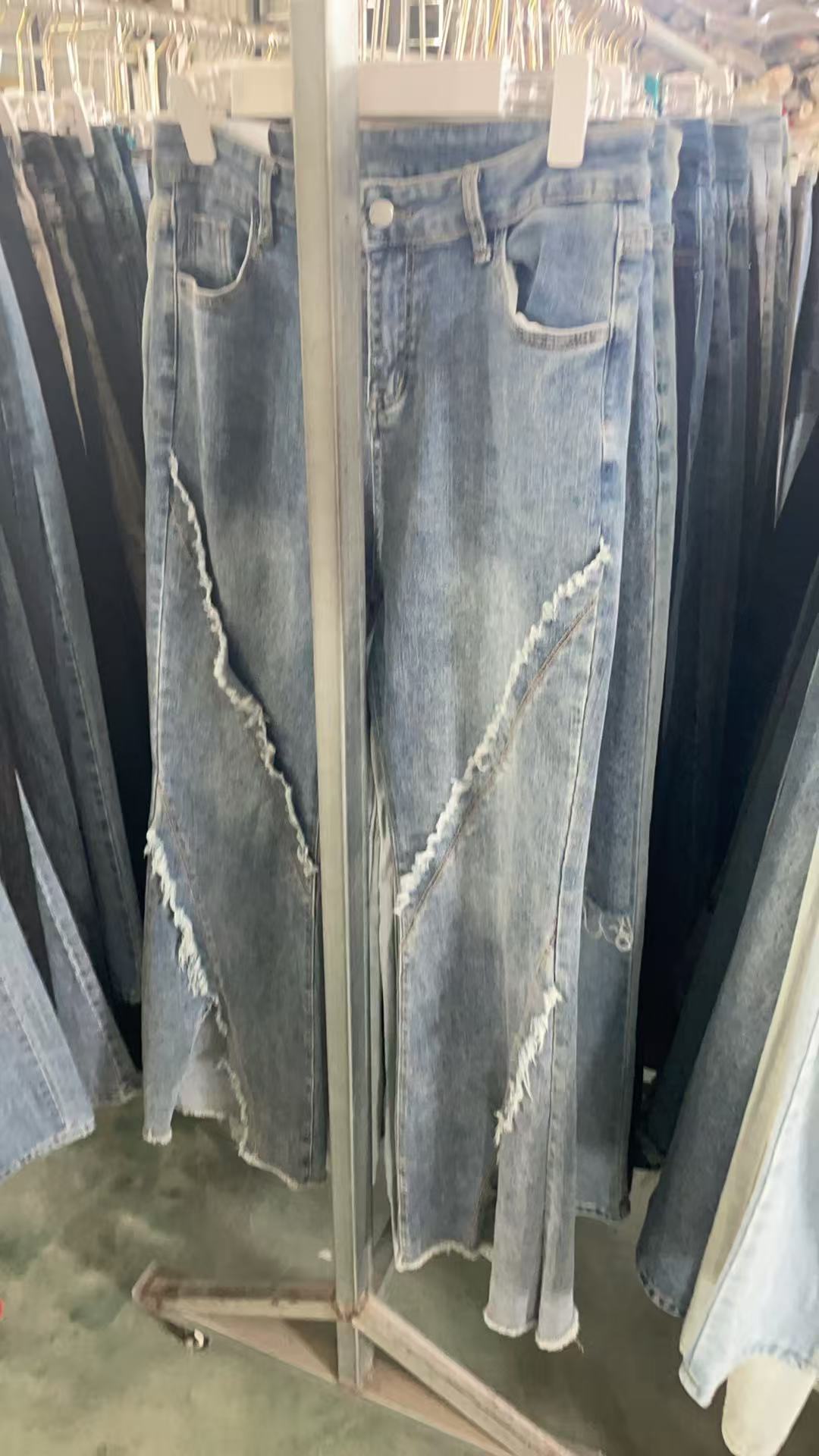 8（701-800）【直播间下单】高腰喇叭裤女复古秋季牛仔裤蓝色阔腿裤