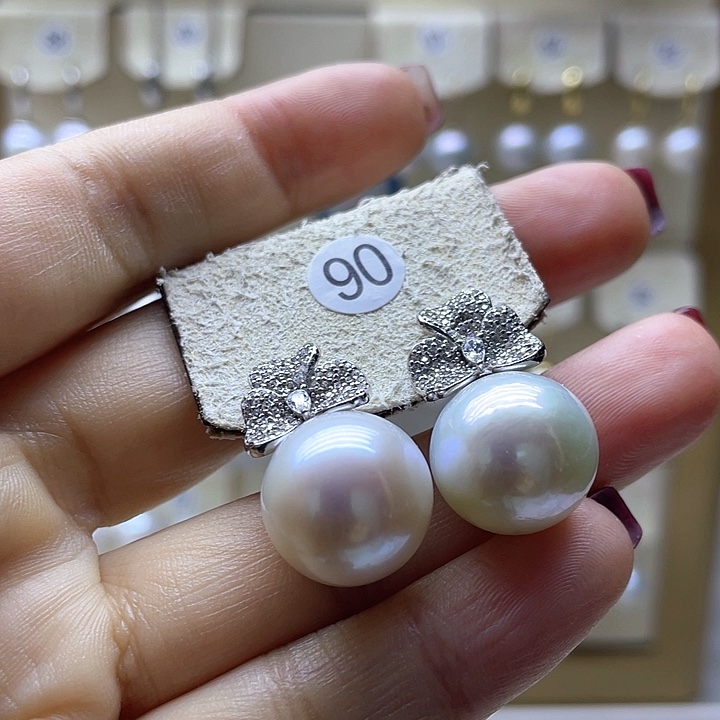 淡水珍珠耳饰银S925镶嵌