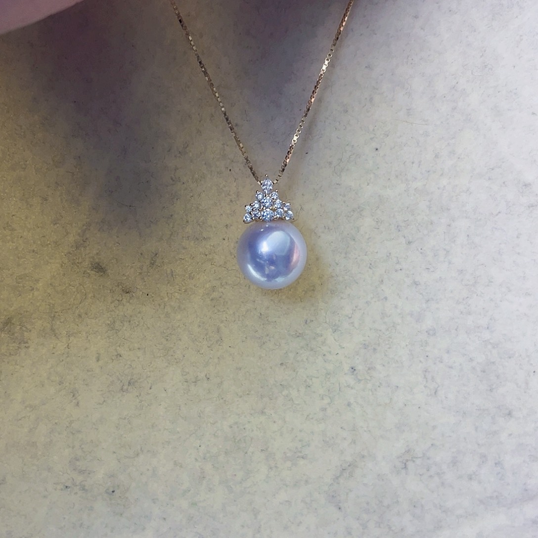 淡水珍珠银S925镶嵌吊坠(赠链)