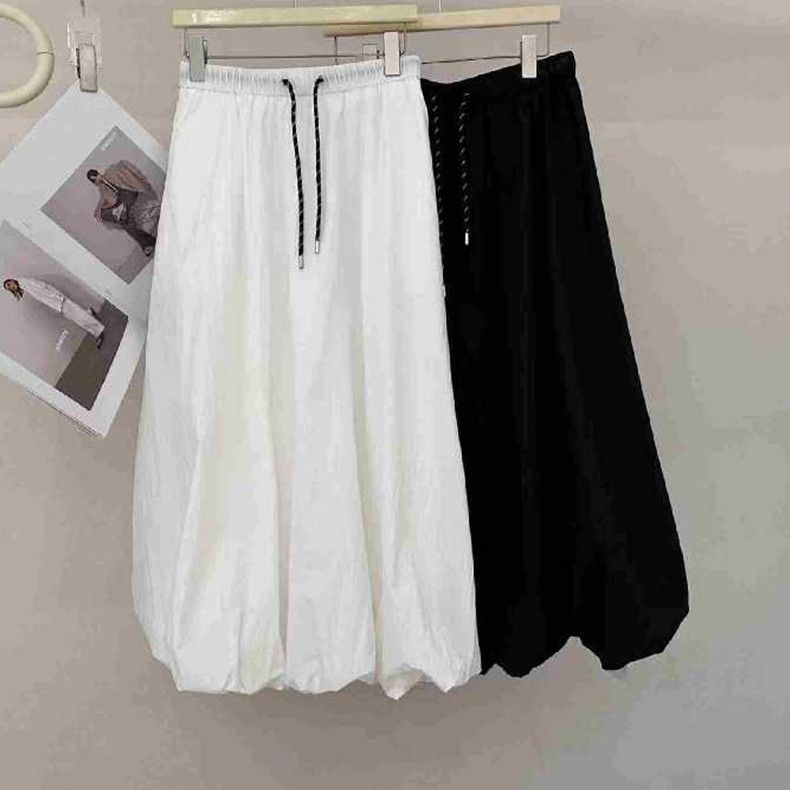 【格一专属】新款白色宽松花苞休闲小个子中长款2025夏季半身裙