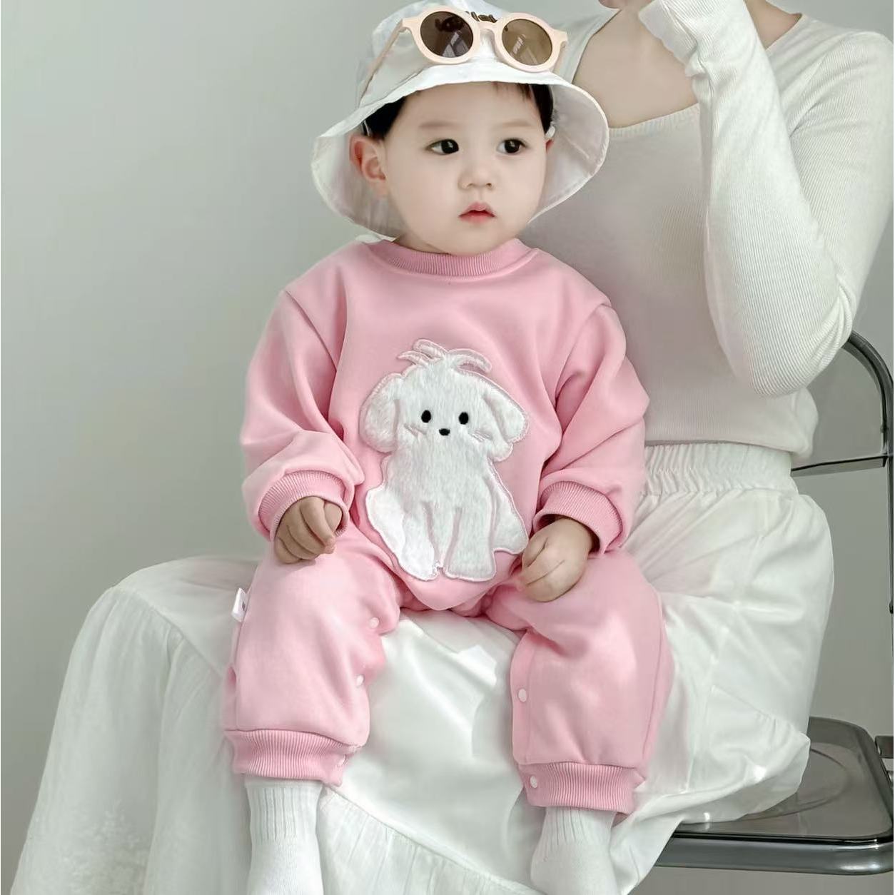 婴儿春秋连体衣可爱小狗哈衣爬服外出服