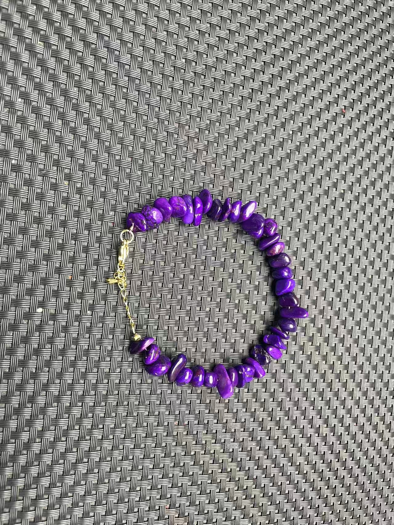 U4精美时尚气质百搭丝绒紫舒8m原石手链