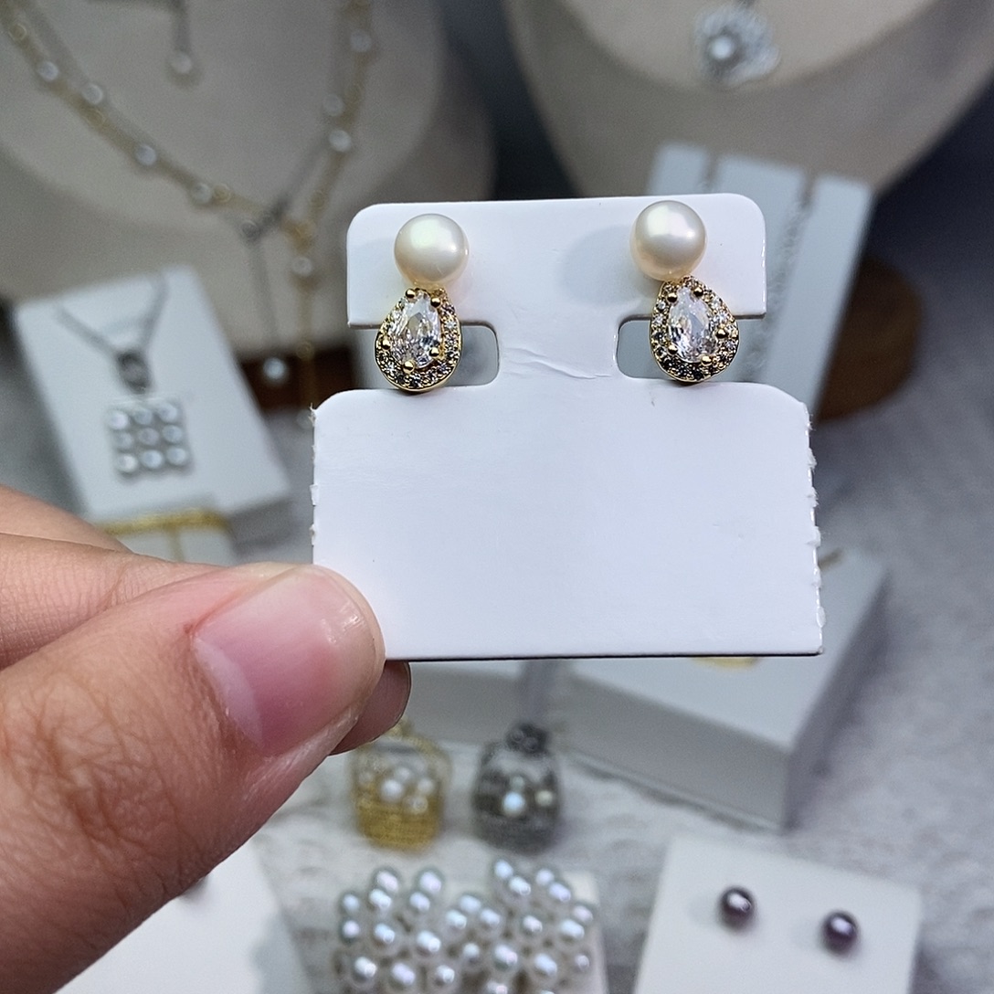 耳饰淡水珍珠银S925镶嵌