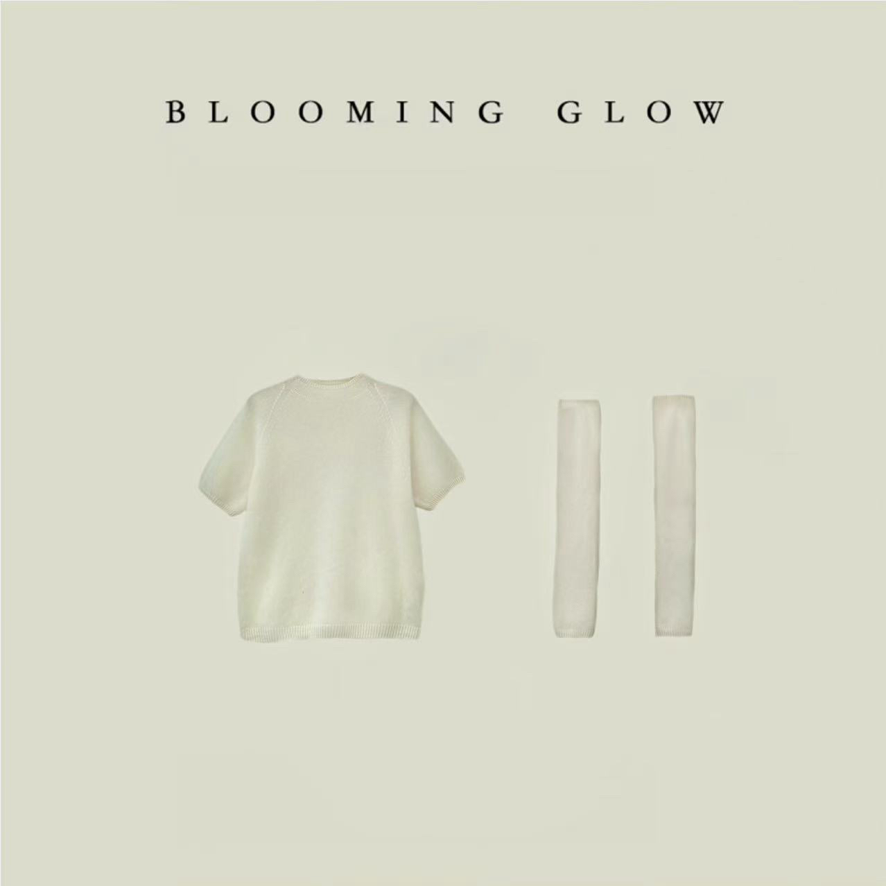 BLOOMING GLOW 至臻暖奢 白雪公主羊绒 套头短袖毛衫全山羊绒套装