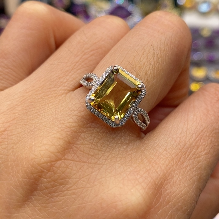 水晶戒指银S925镶嵌天然水晶戒指