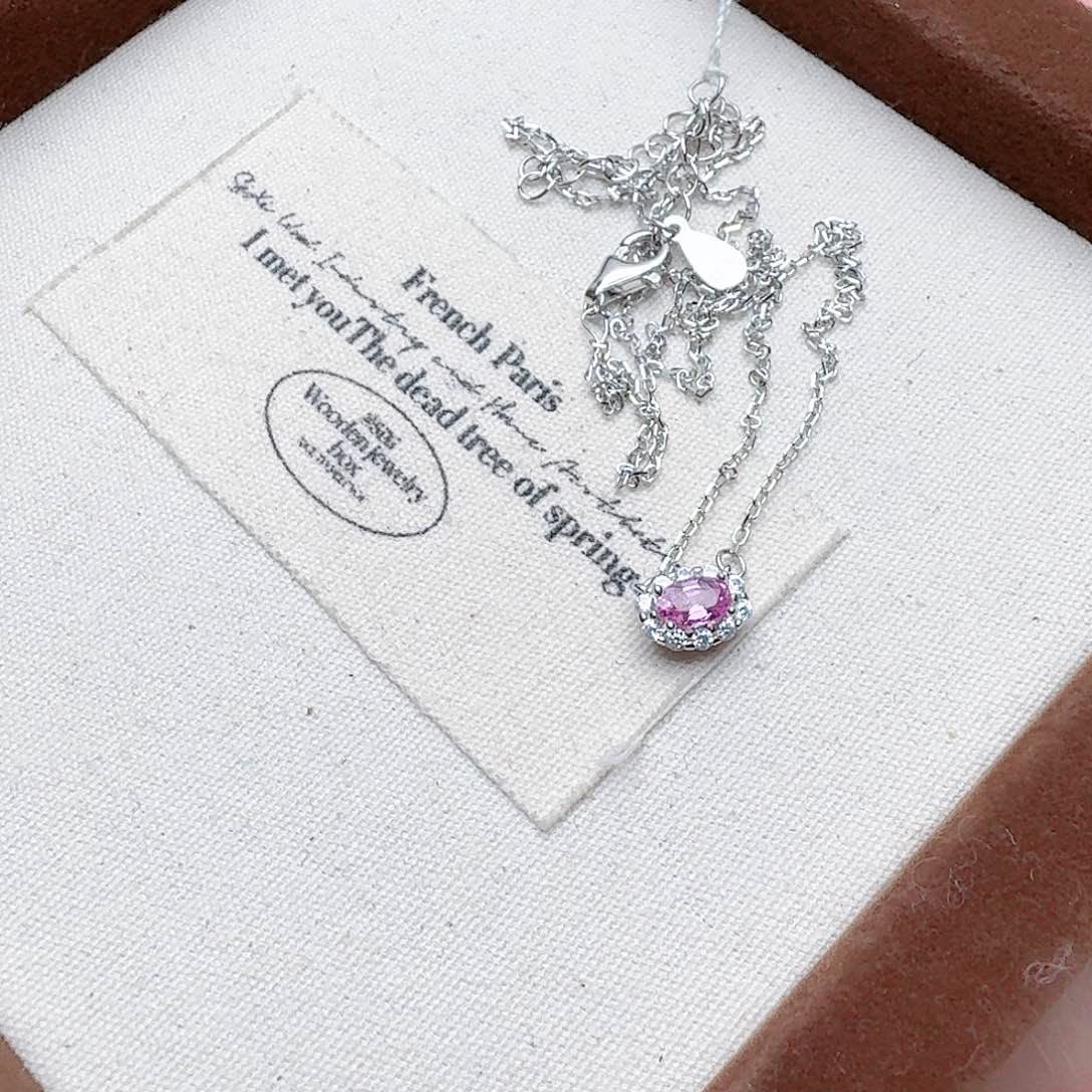 蓝宝石颈饰银S925镶嵌