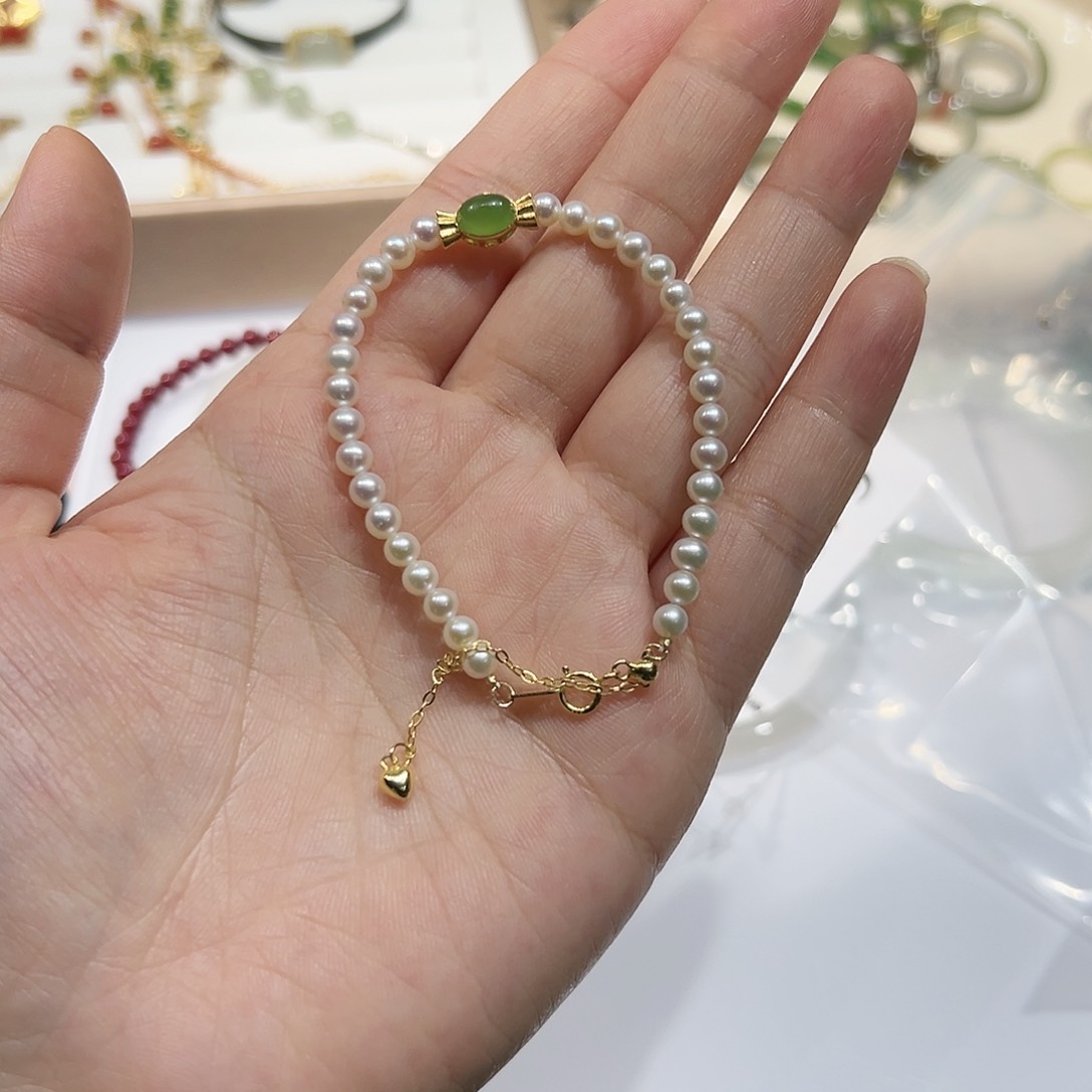 银S925镶嵌手绳淡水珍珠✨****e