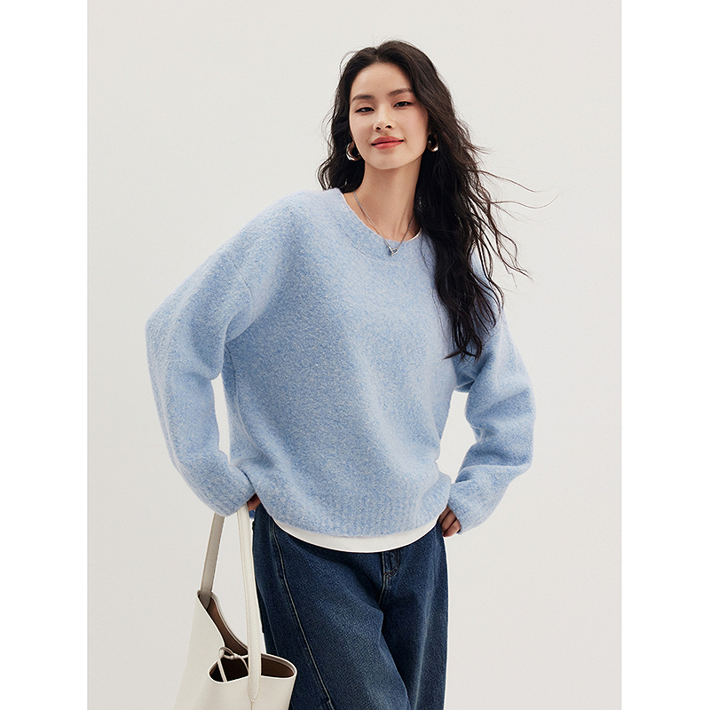 棉仓357635002-圈圈纱羊毛混纺宽松毛衣