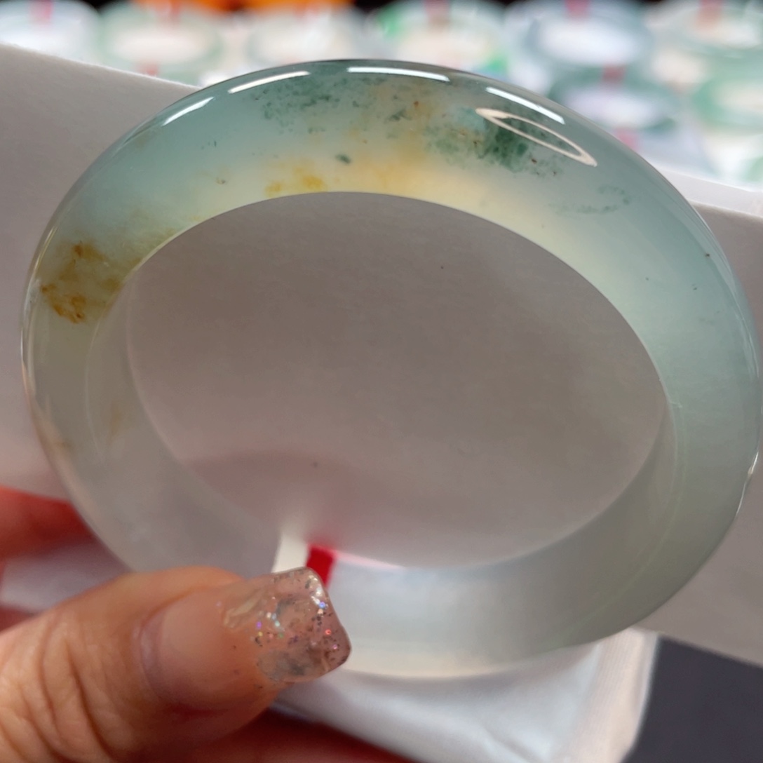 【闪购商品】翡翠手镯未镶嵌52.3高冰锦鲤炸光10号