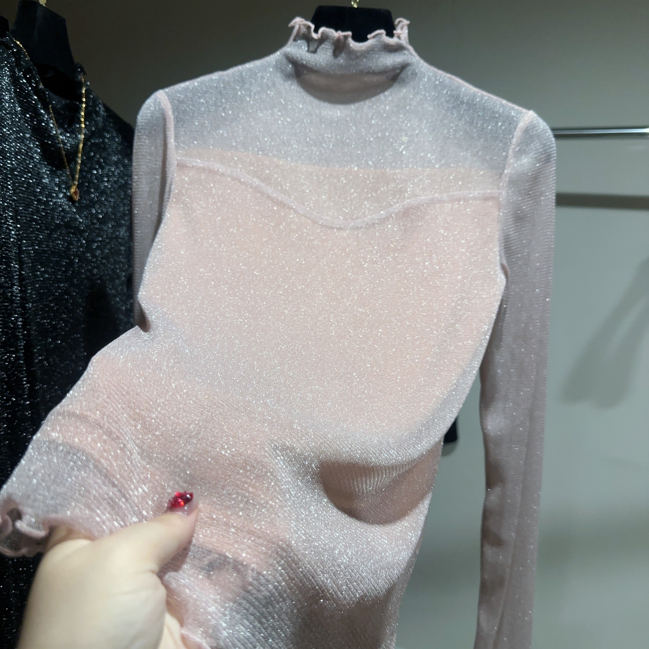 新2025-QUMEI专柜门店热卖爆款意大利水晶沙打底衫