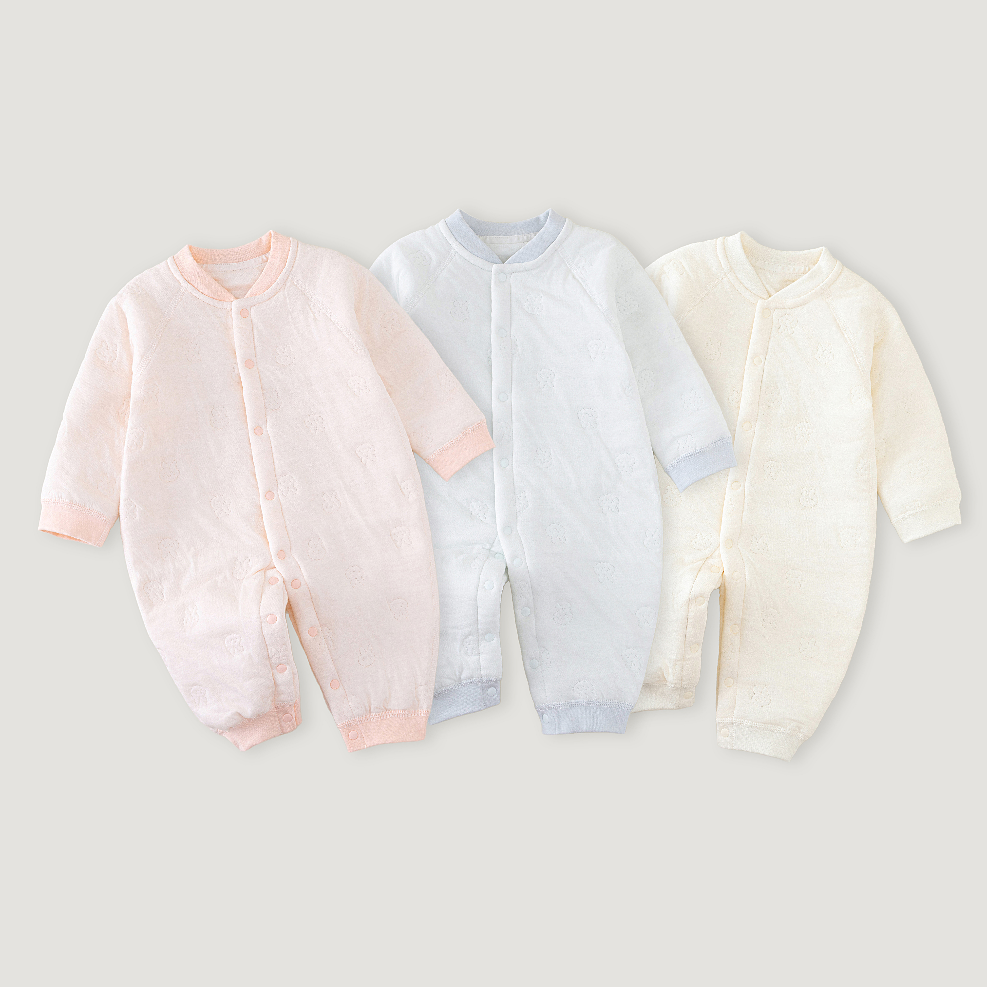 【云朵小熊40g】秋冬极简风女宝加厚哈衣男女通用睡衣长袖爬服冬季