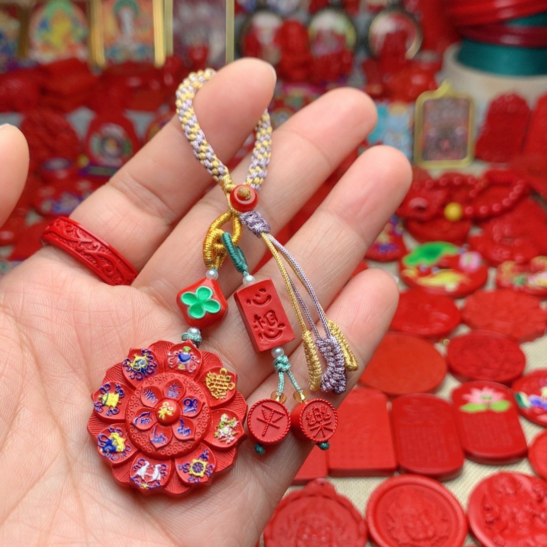 天然辰砂工艺品朱砂钥匙扣包包挂