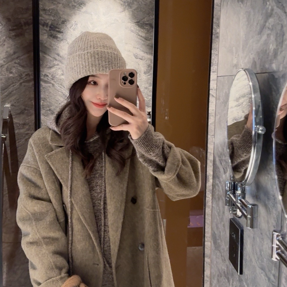 【碎雨听弦】羊毛牦牛绒双面长毛大衣时尚百搭长款毛呢外套女上衣