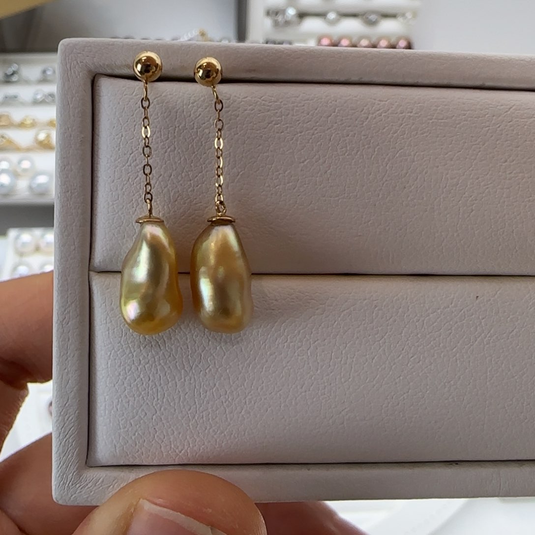 海水珍珠耳饰18K金镶嵌勇****花