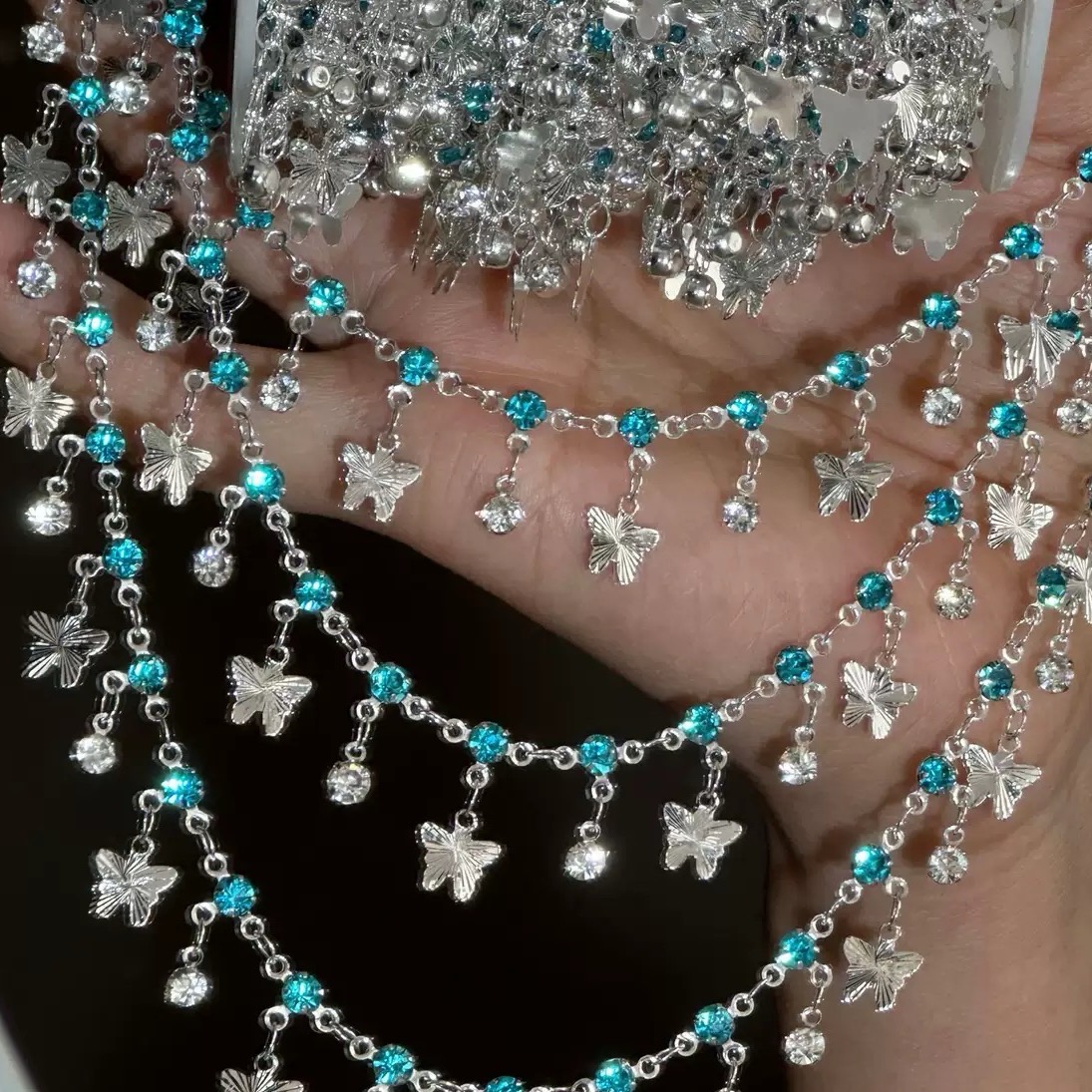  (洁雨饰品DIY) L00238  【蓝碟】银色高保色链条DIY