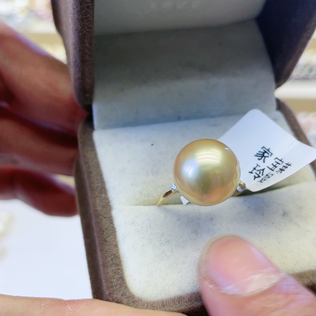 海水珍珠戒指18K金镶嵌