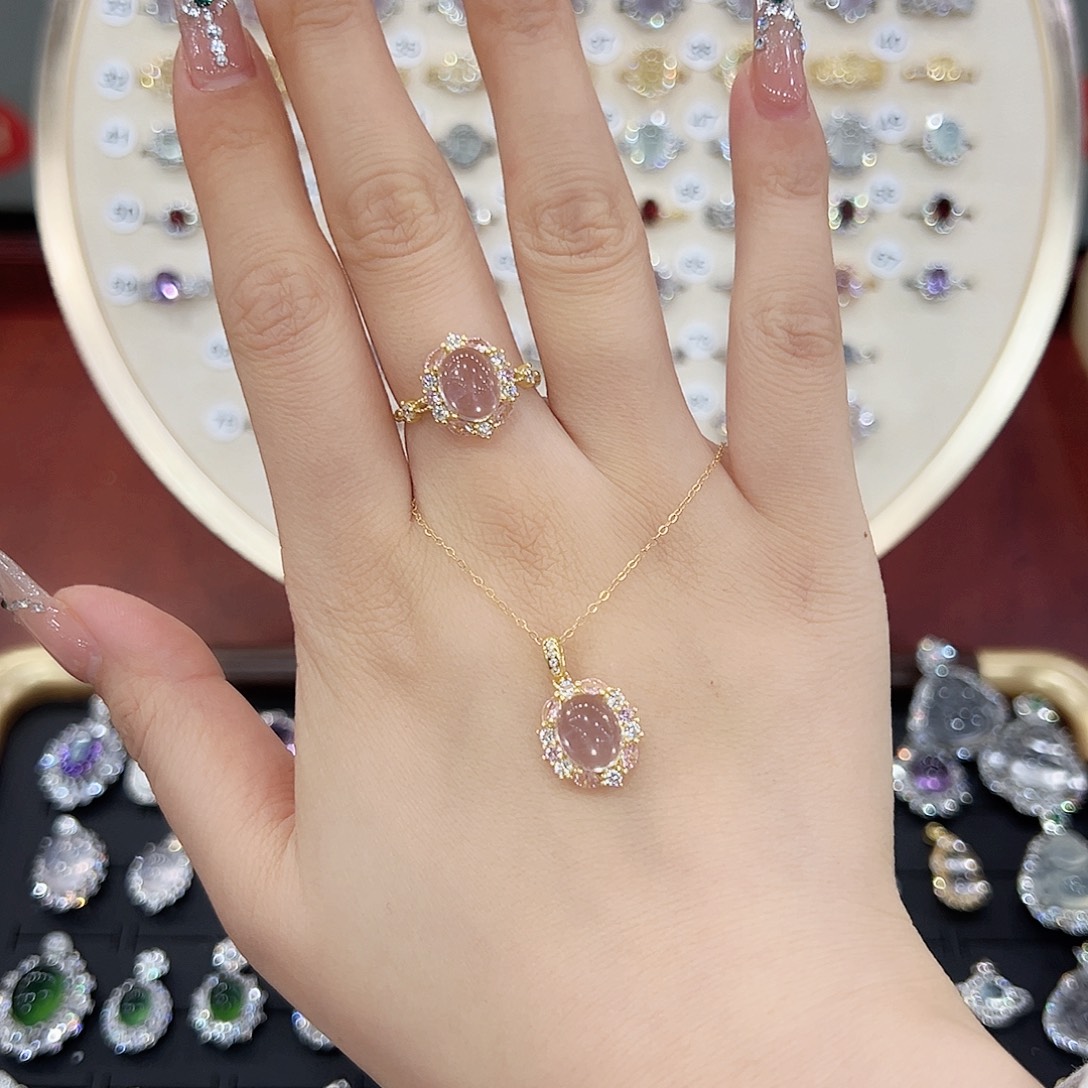 添***万烟晶戒指银S925镶嵌