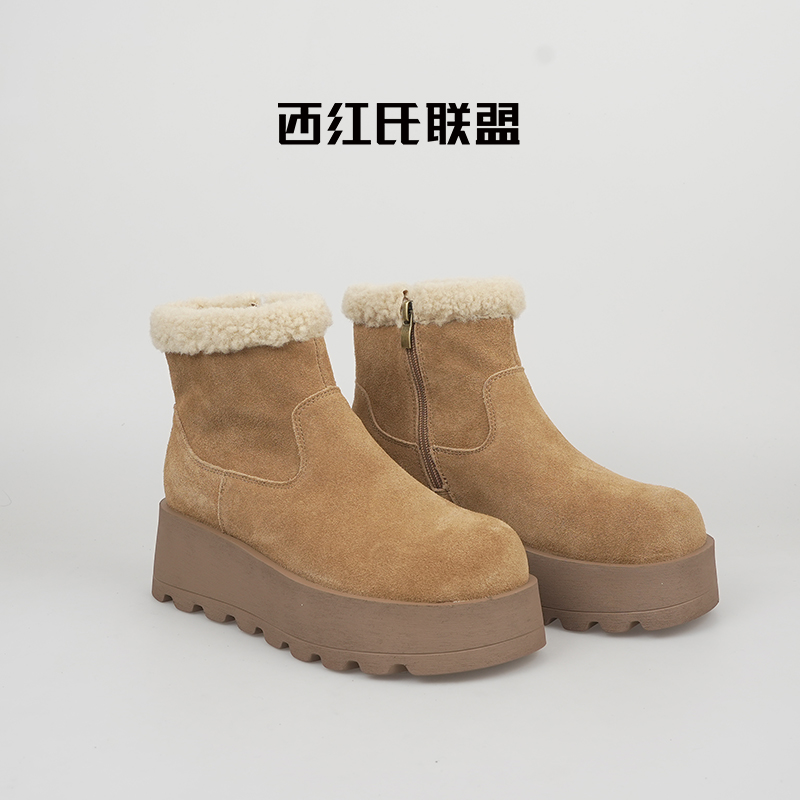 【西红氏联盟】美拉德~2025冬季厚底羊羔毛雪地靴跟高6cm