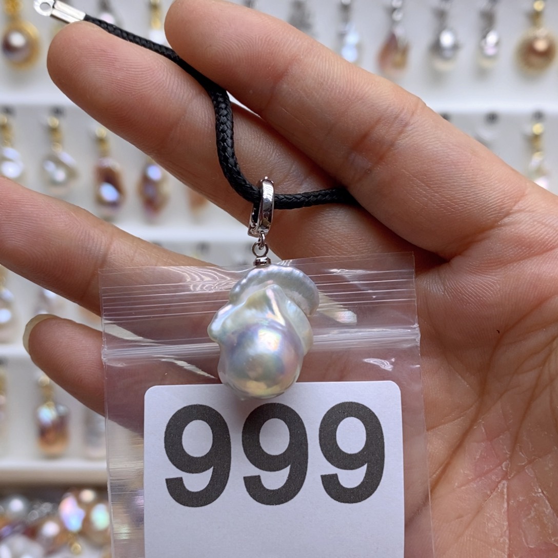 淡水珍珠颈饰银S925镶嵌999