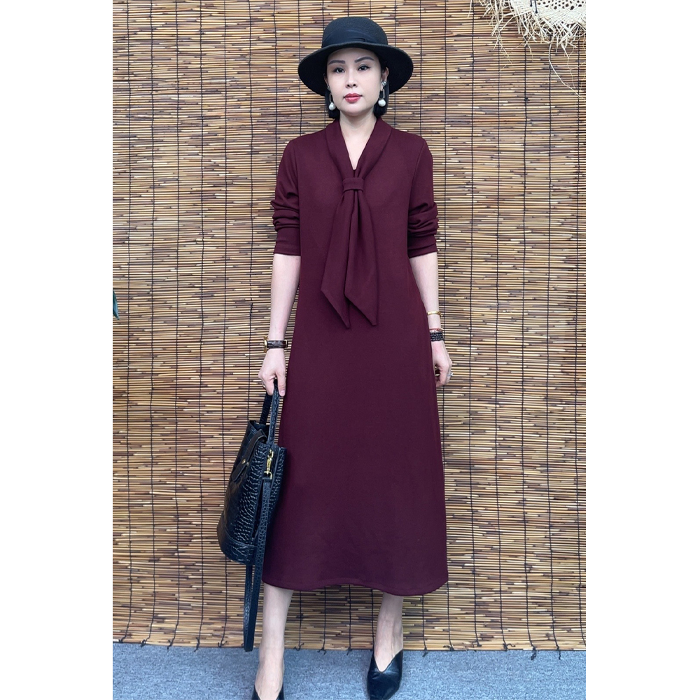 新款休闲长袖百搭宽松遮肉显瘦女士时尚大码连衣裙680