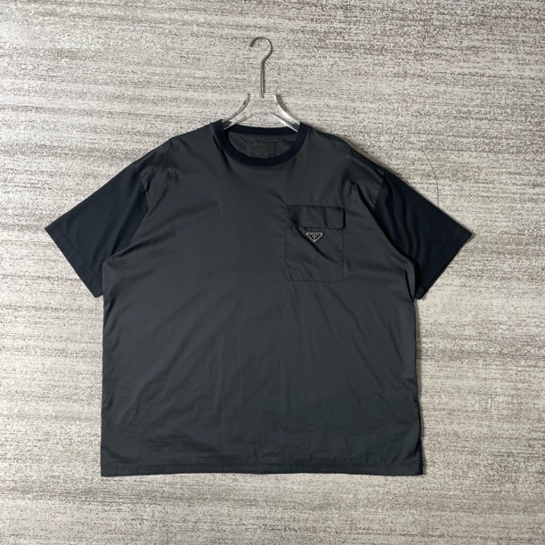 99新 Prada/普拉达 三角钢标尼龙短袖/XL码#3807