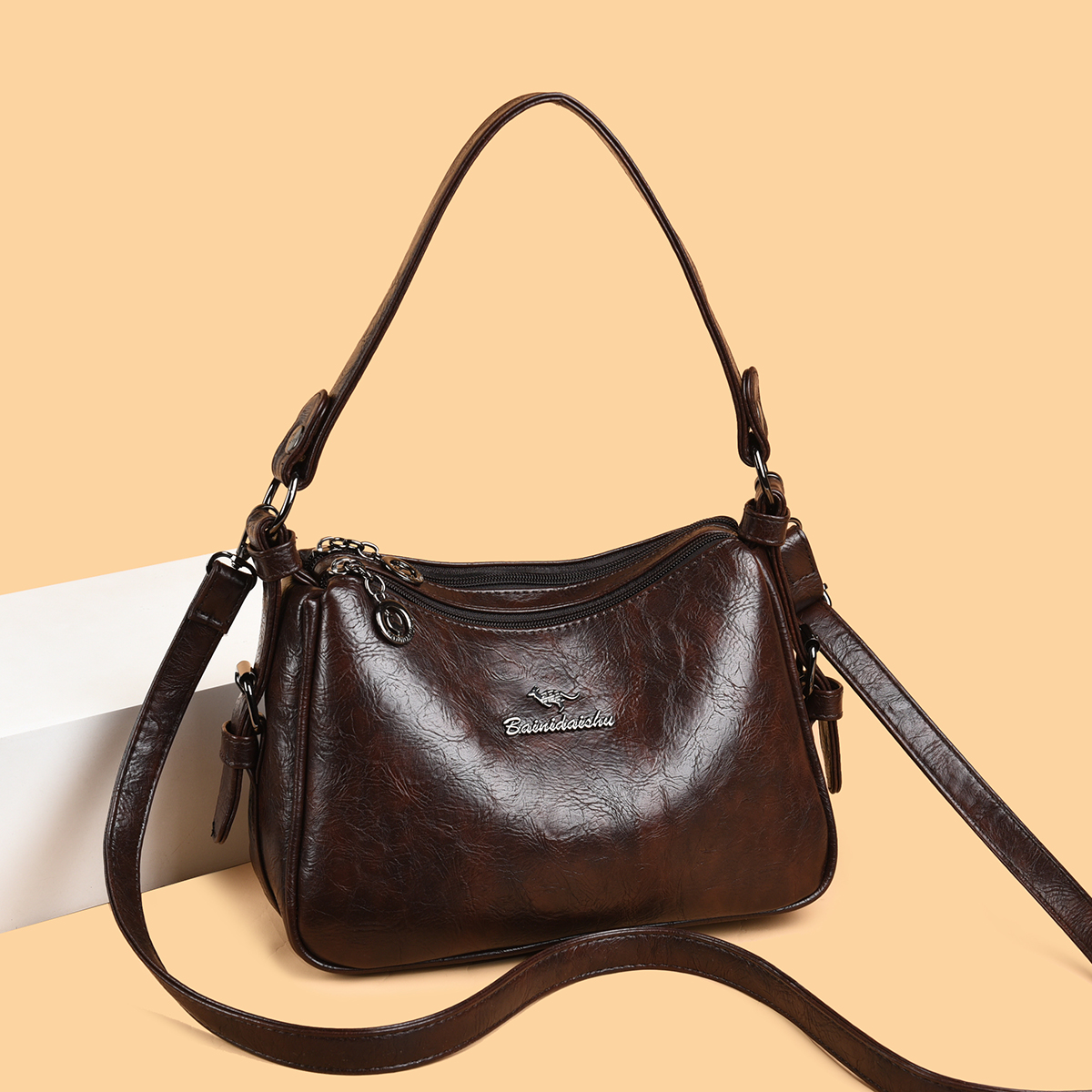 【T】新款时尚轻奢单肩斜挎包3004咖色