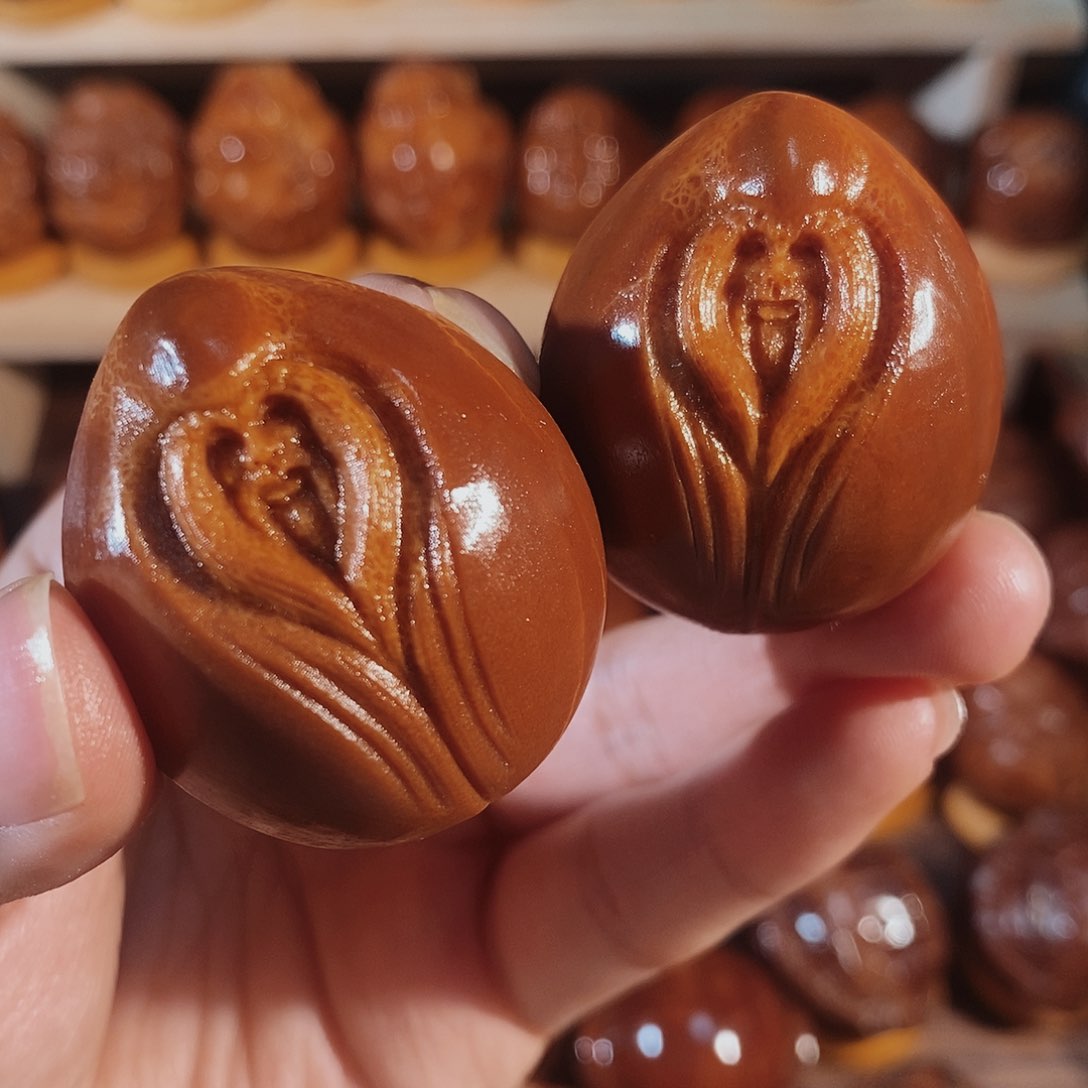 橄榄核把件寿星一对