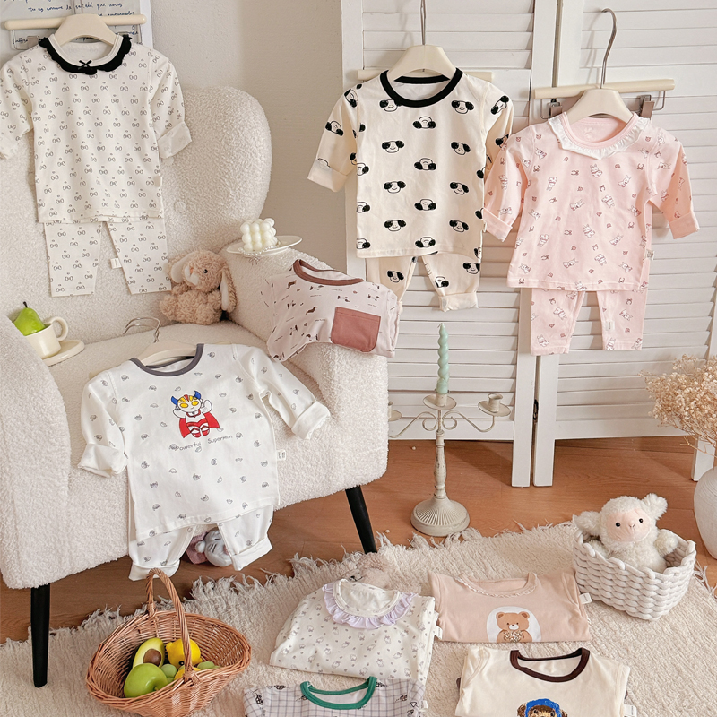 儿童纯棉印花秋衣秋裤套装适合春秋穿着