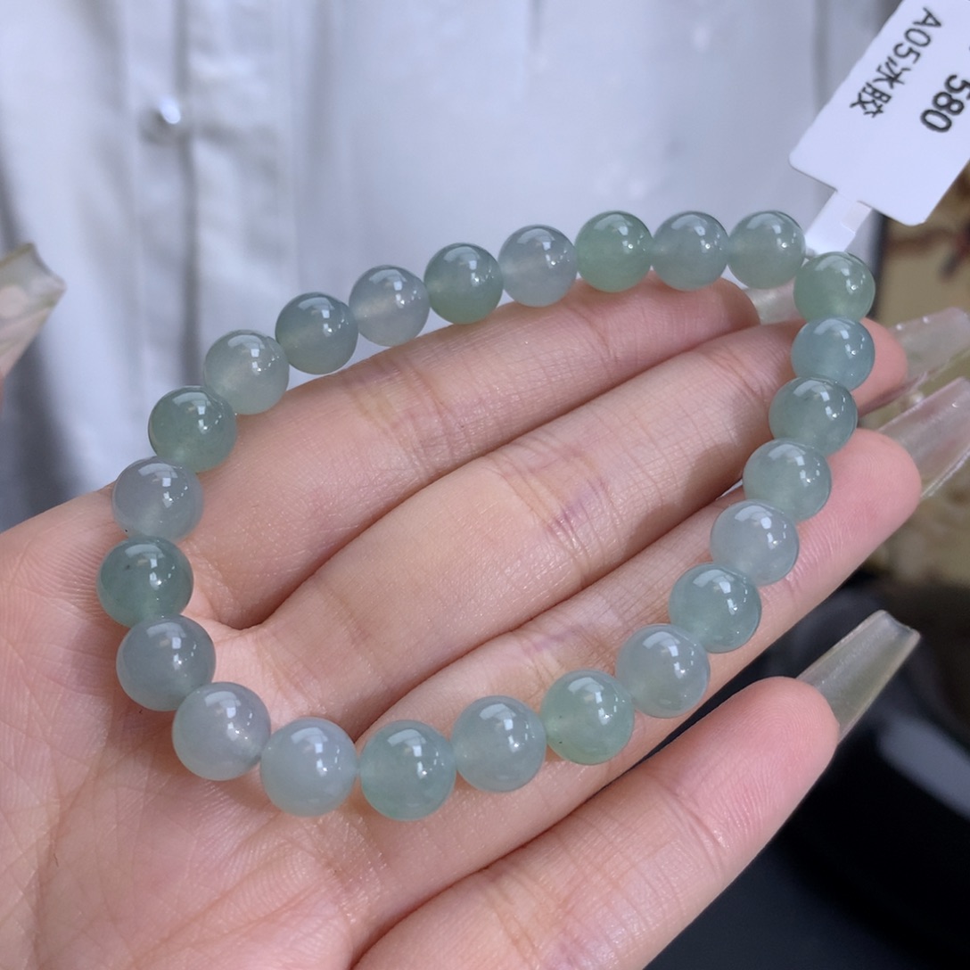 翡翠手链未镶嵌卡7.5冰胶蓝晴