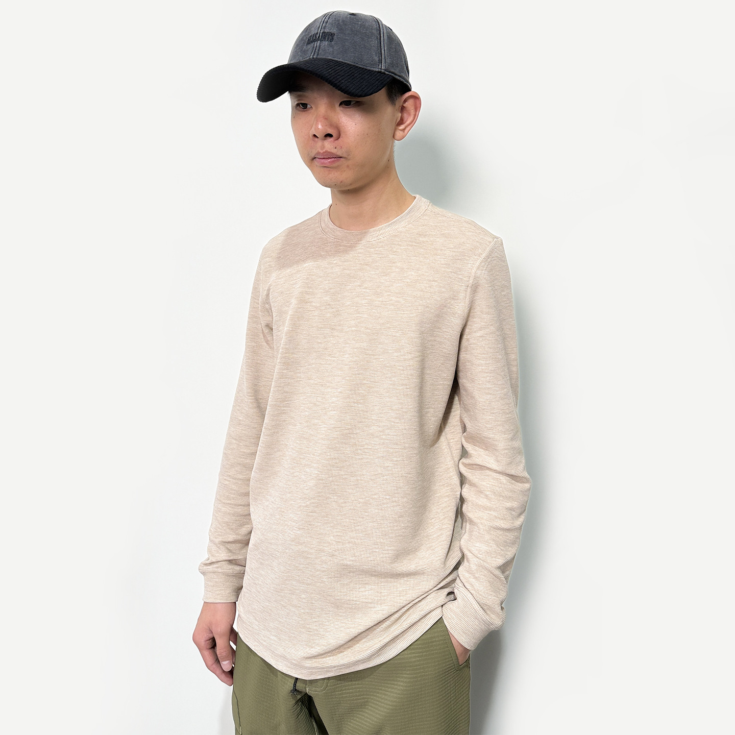 男装 RL华夫格 圆领长袖T恤卫衣0400【满200元打75折】