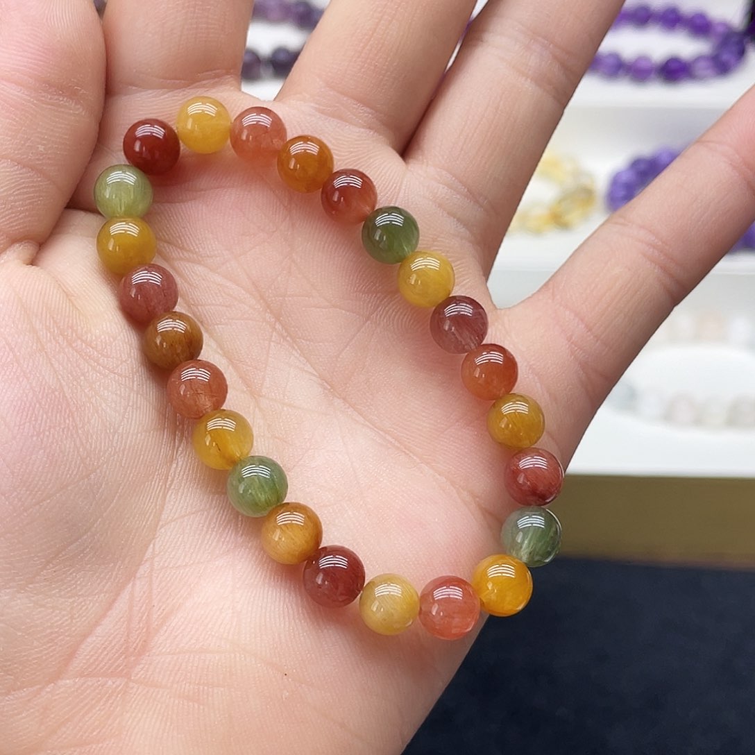 水晶手链未镶嵌彩兔毛7.8