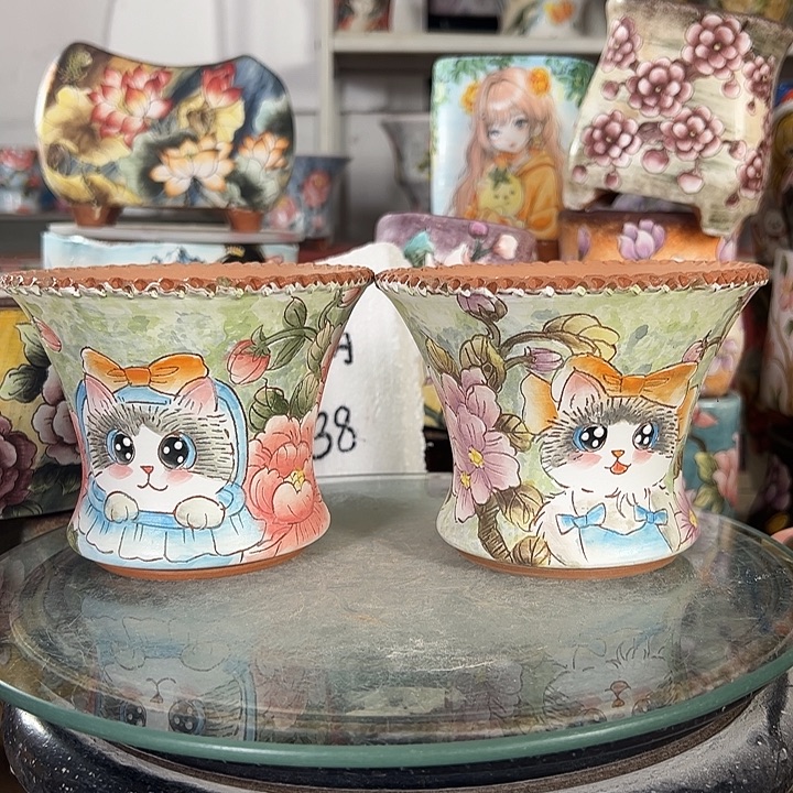 满38包邮 景德镇幸运花盆