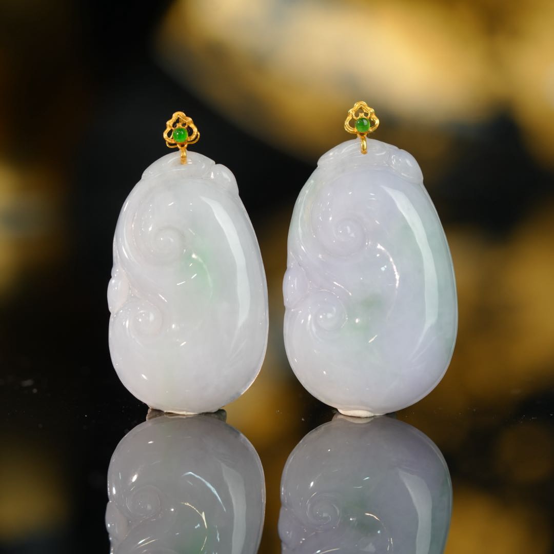 【初见珠宝】18k金翡翠如意吊坠10-1C375X219【多样性发一件】