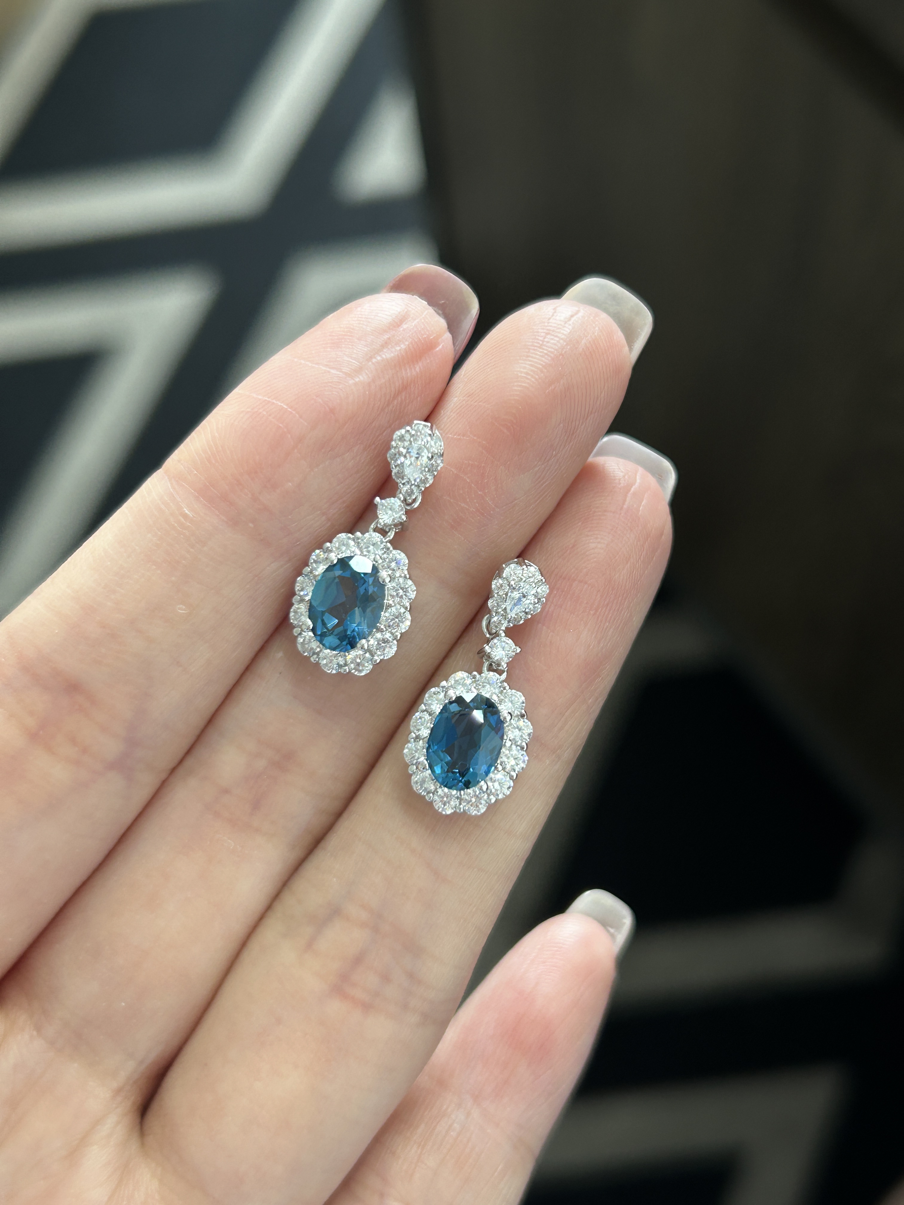 S925银镶托帕石耳环