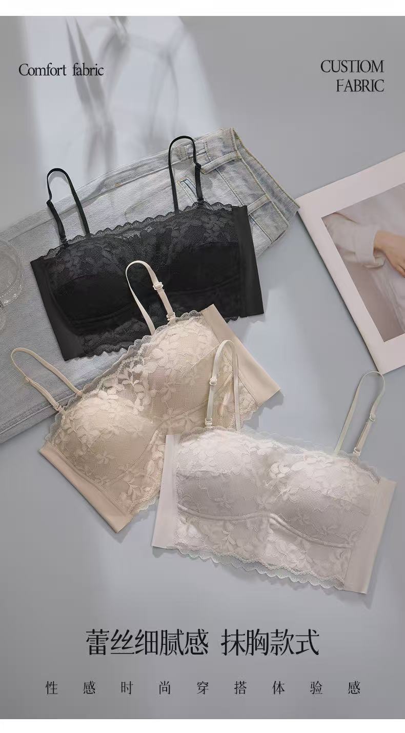 滨莉家 0813 法式轻纱蕾丝抹胸美背