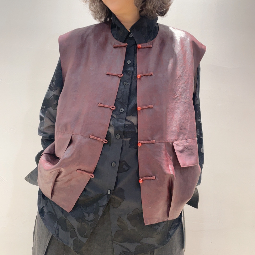 香云纱龟裂纹马甲