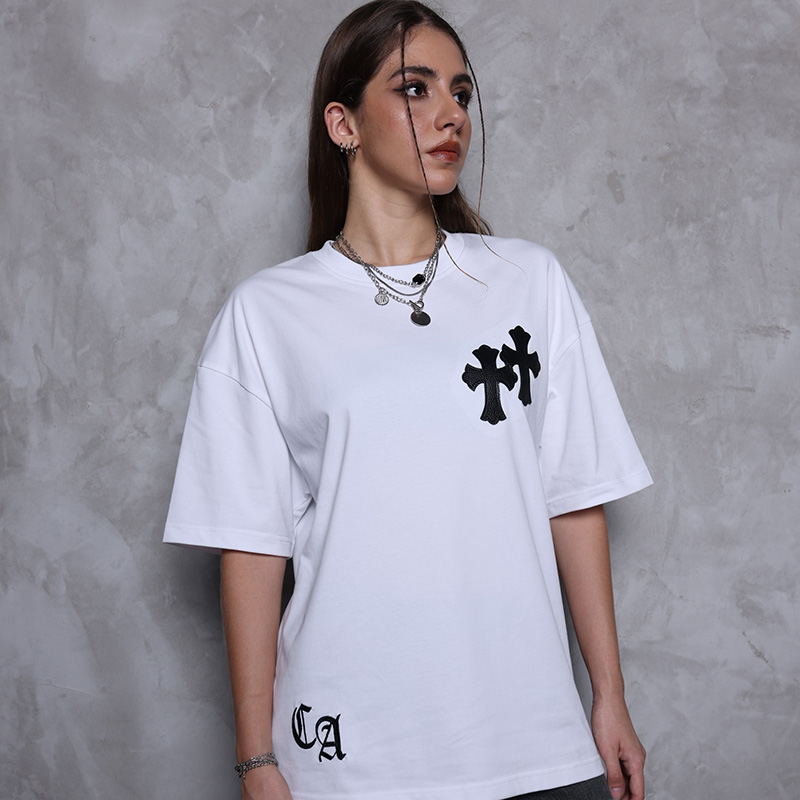 十字克罗心哥特风短袖T恤情侣款纯棉重磅高级感运动短袖休闲宽松