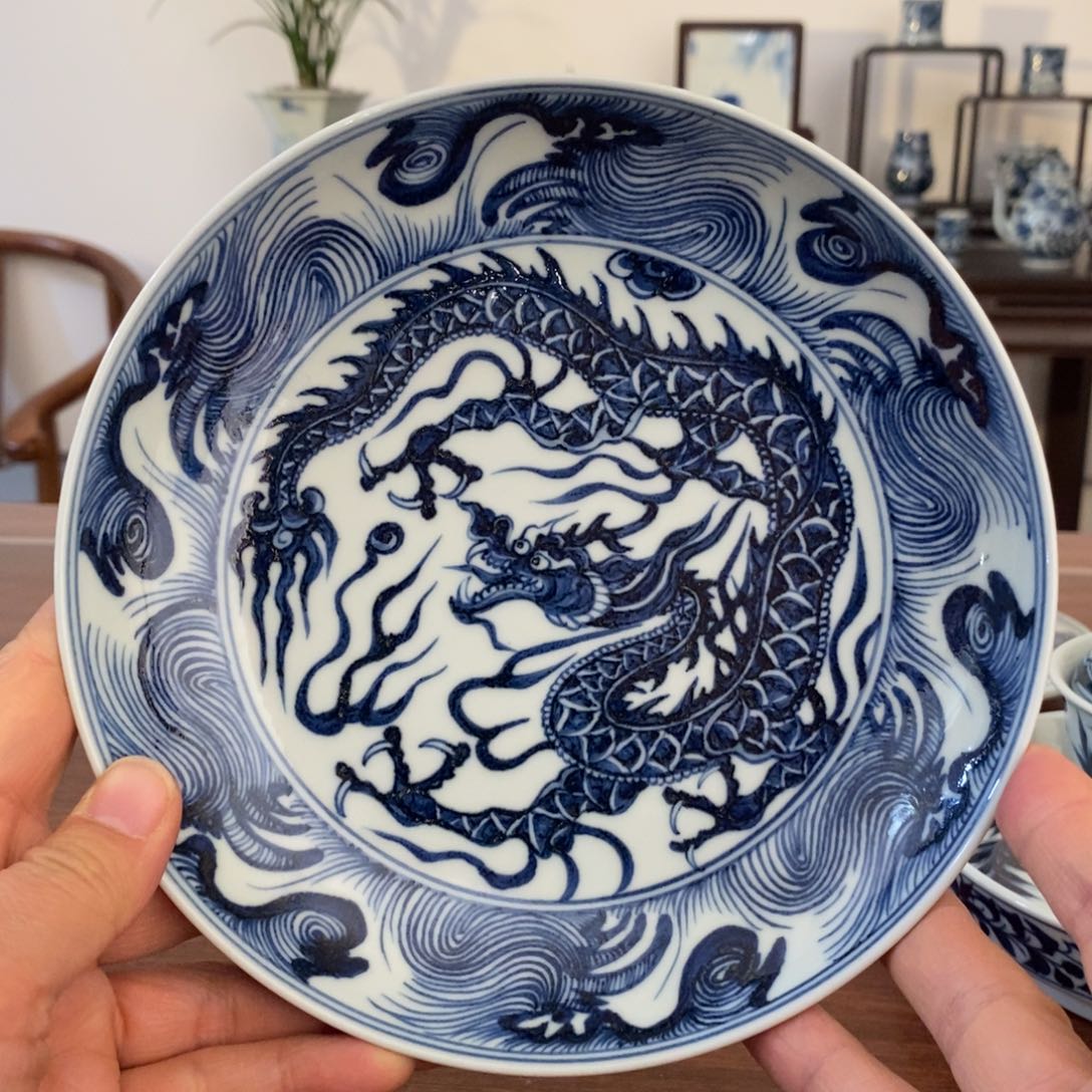 景德镇仿元青花龙纹壶承