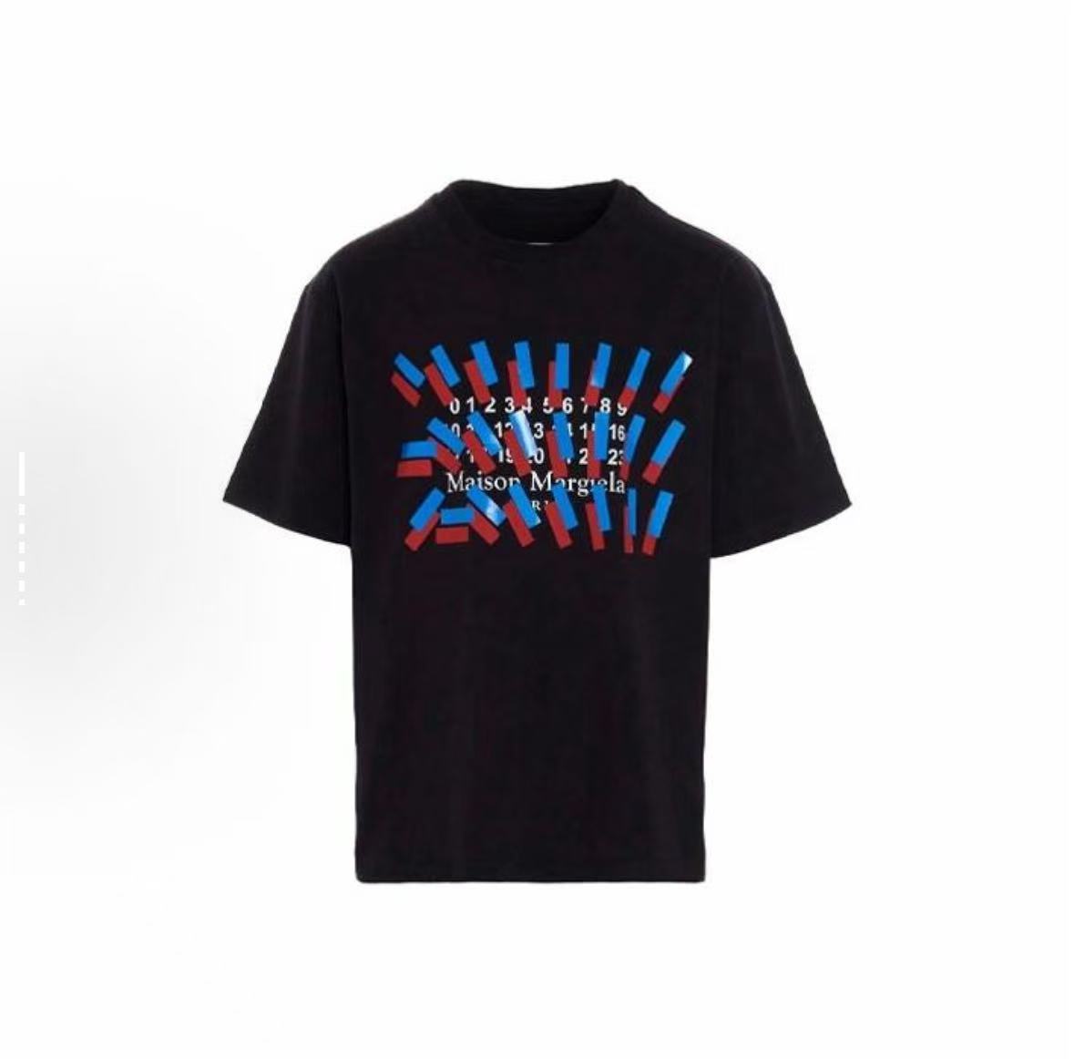 Maison Margiela/梅森马吉拉黑色胶带数字短袖 全新