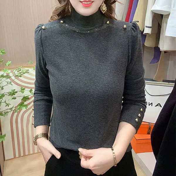 2025秋冬新款双面绒气质长袖打底衫女半高领设计时尚洋气内搭小衫