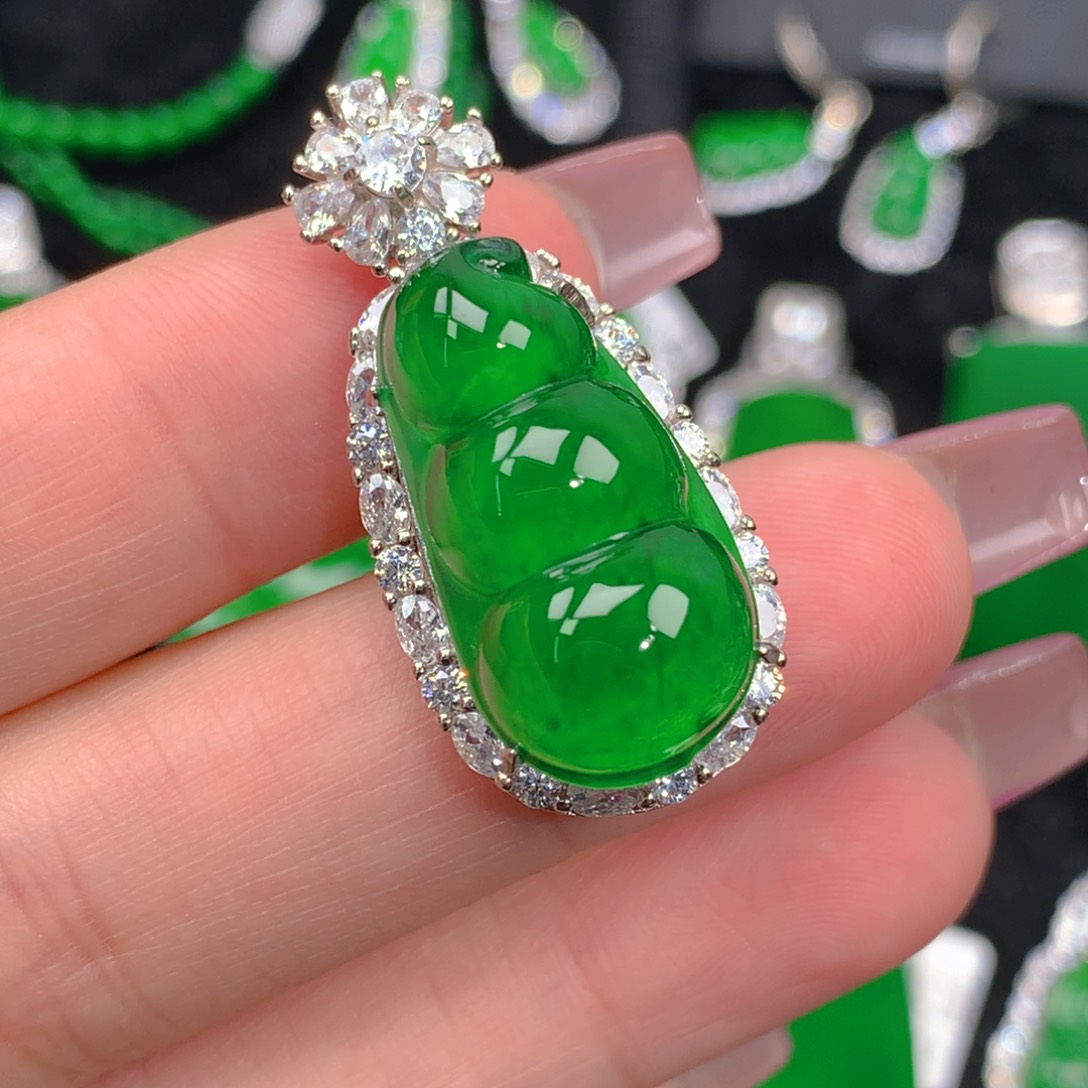 翡翠吊坠(不含链)银S925镶嵌