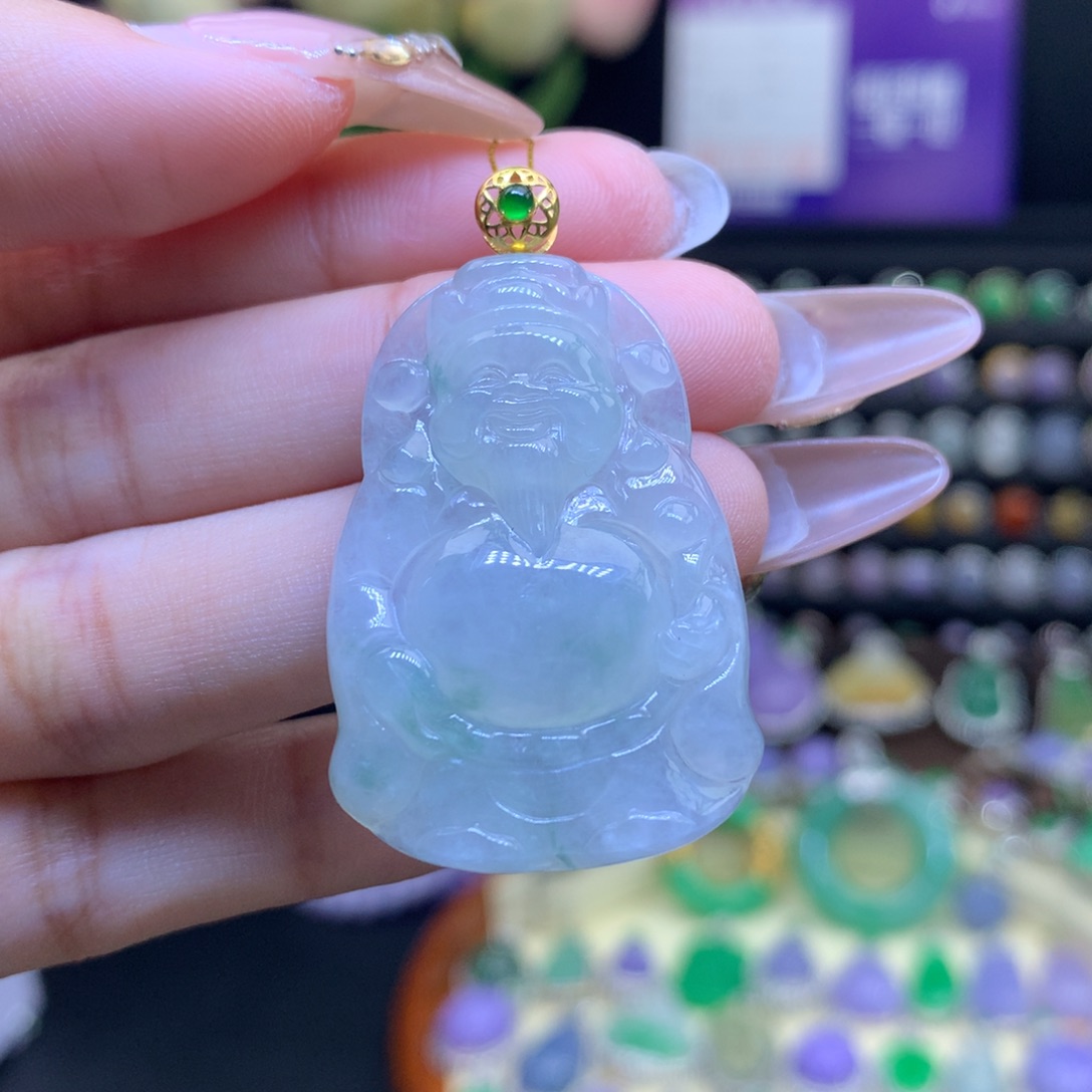 翡翠18K金镶嵌颈饰天然