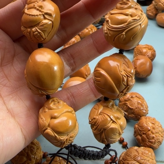青***月橄榄核手串橄榄雕工艺品